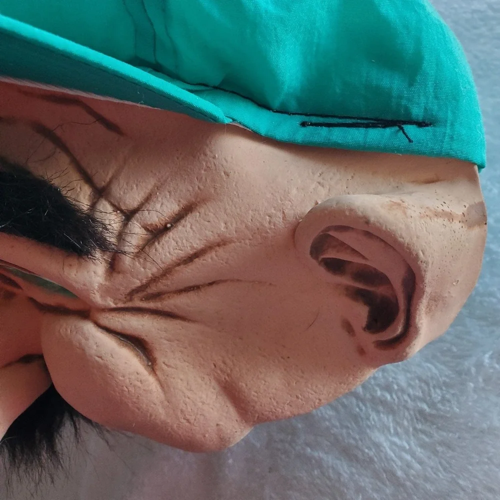 Vintage Halloween Snapback Hat w/ Mask Old Man Cigar Creepy Spirit Costume Cap